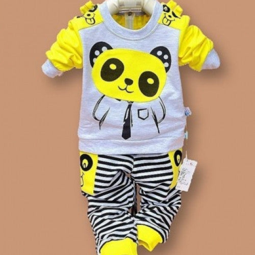 Kids Set Suit Baby Panda Cartoon Casual Long-sleeved