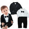 Gentleman Bow Ties Rompers +Jackets Vestido Bebe Suit