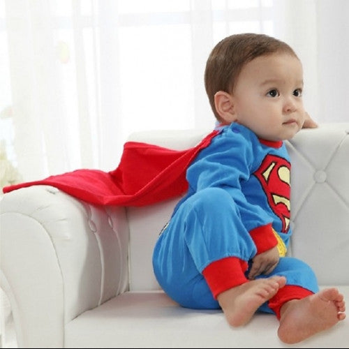 Baby Boy Romper Superman Long Sleeve with Smock Halloween